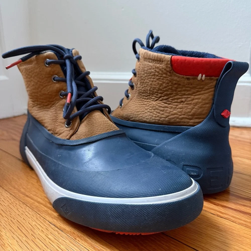 Sperry Cutwater Deck Tan/Navy Rain Mud Men’s Outdoor Boots Size 12